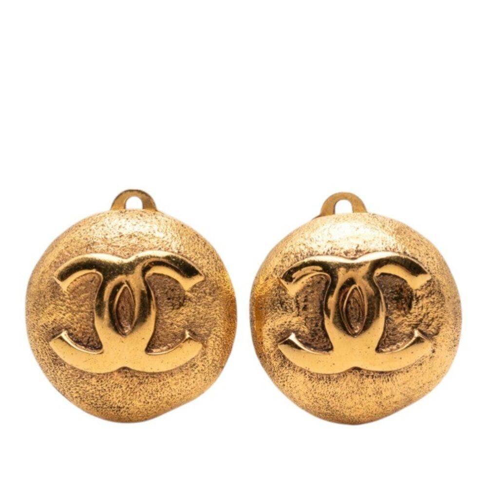Chanel CC Logo Gold Plated Earrings